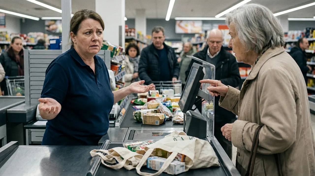 Kassenkraft im Supermarkt kann die Frage eines Kunden zu einer Aktion nicht beantworten